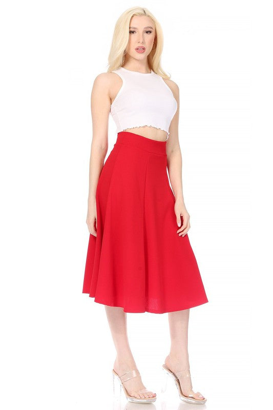 Paneled, A-Line Midi Skirt With Banded Waist. | Modern Boutique Fashion