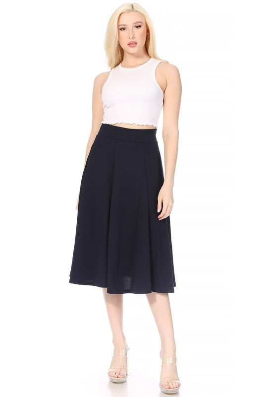 Paneled, A-Line Midi Skirt With Banded Waist. | Modern Boutique Fashion