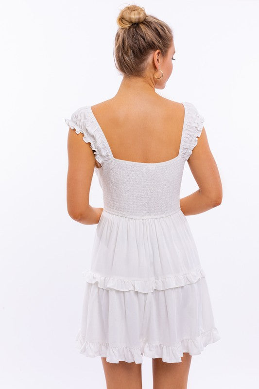 CAP SLEEVE RUFFLE MINI DRESS - ShopModernEmporium