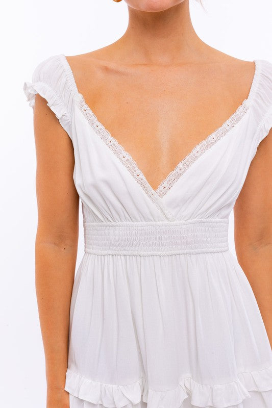 CAP SLEEVE RUFFLE MINI DRESS - ShopModernEmporium