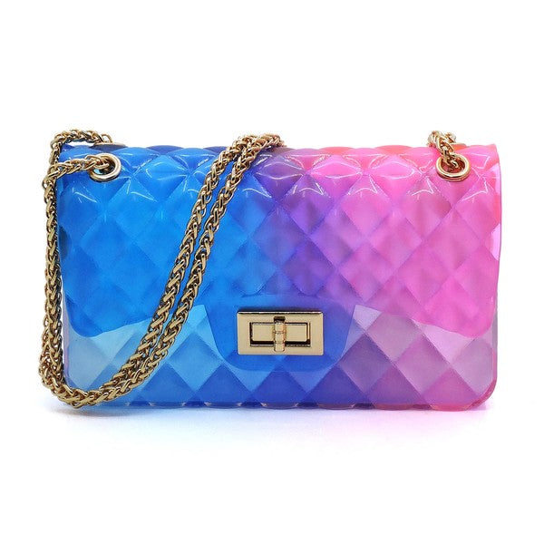 Quilt Embossed Multi Color Jelly Shoulder Bag - ShopModernEmporium