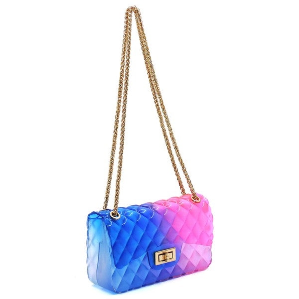 Quilt Embossed Multi Color Jelly Shoulder Bag - ShopModernEmporium