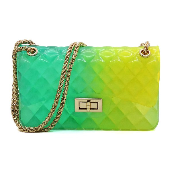 Quilt Embossed Multi Color Jelly Shoulder Bag - ShopModernEmporium