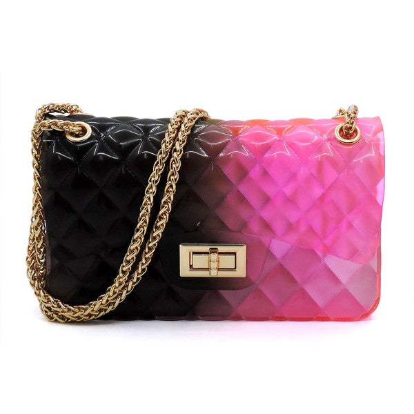 Quilt Embossed Multi Color Jelly Shoulder Bag - ShopModernEmporium