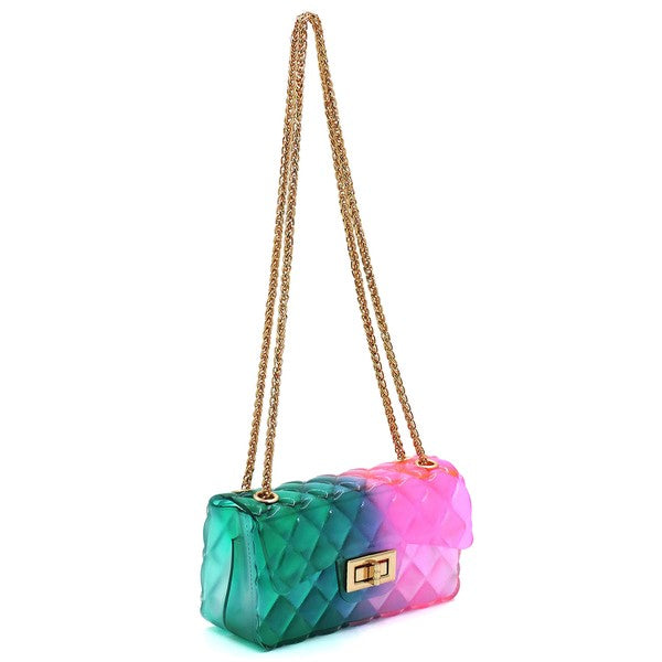 Quilt Embossed Multi Color Jelly Shoulder Bag - ShopModernEmporium