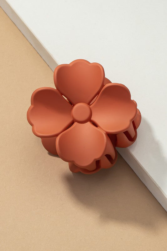 Matte color coated flower hair claw clip - ShopModernEmporium