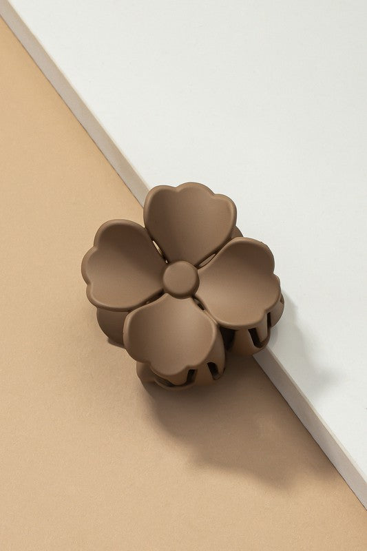 Matte color coated flower hair claw clip - ShopModernEmporium