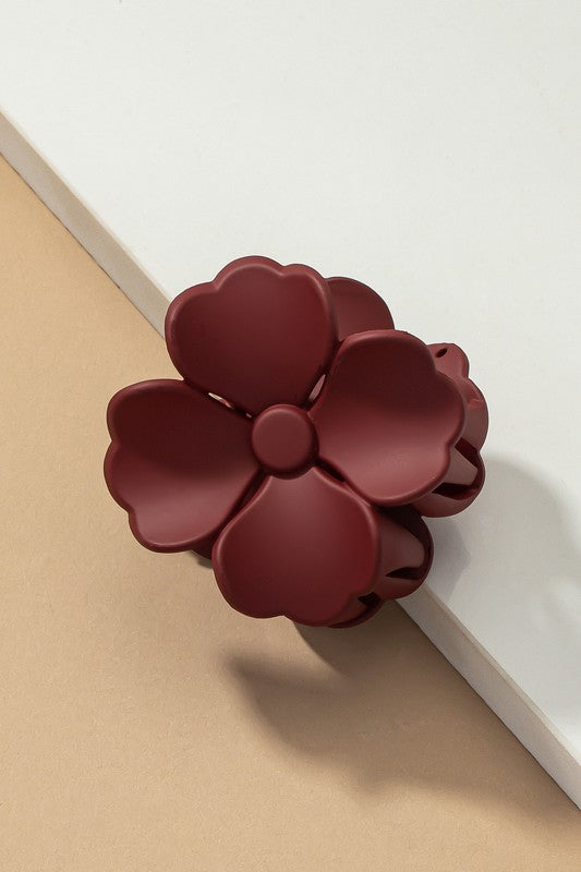 Matte color coated flower hair claw clip - ShopModernEmporium