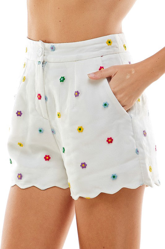 Embroidered Flower Short | Modern Boutique Fashion