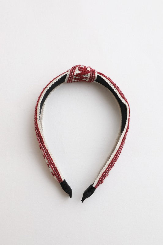 Embroidered Stitch Boho Knotted Headband - ShopModernEmporium