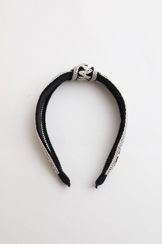 Embroidered Stitch Boho Knotted Headband - ShopModernEmporium