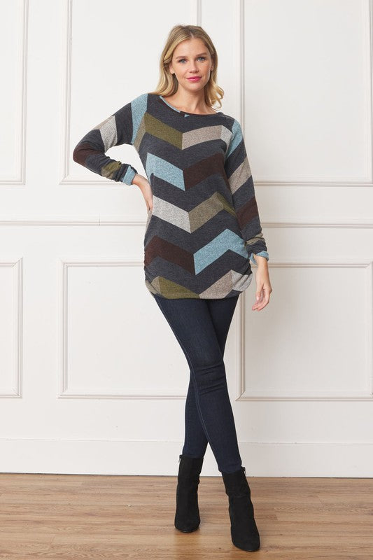 Plus Shirred Side Accent Top - ShopModernEmporium