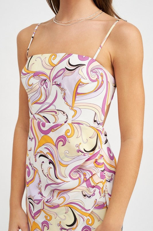 Mini Printed Open Back Dress