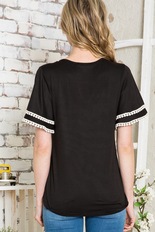 Pom Pom Flutter Sleeve Knit Top - ShopModernEmporium