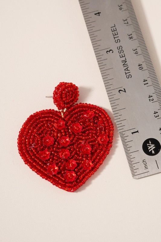 Heart Shaped Seed Beaded Earrings - ShopModernEmporium