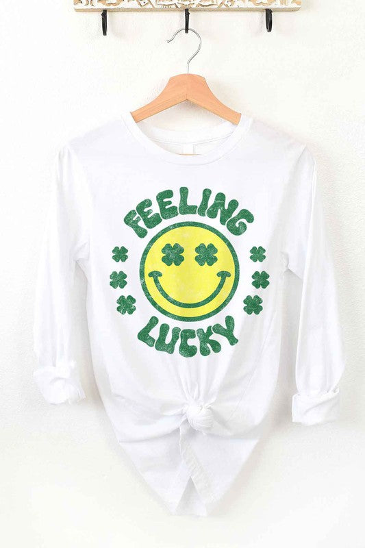 FEELING LUCKY ST PATRICKS LONG SLEEVE TEE - ShopModernEmporium