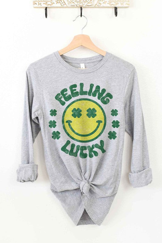 FEELING LUCKY ST PATRICKS LONG SLEEVE TEE - ShopModernEmporium