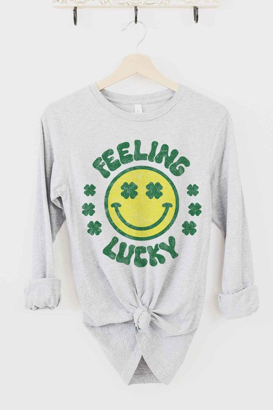 FEELING LUCKY ST PATRICKS LONG SLEEVE TEE - ShopModernEmporium