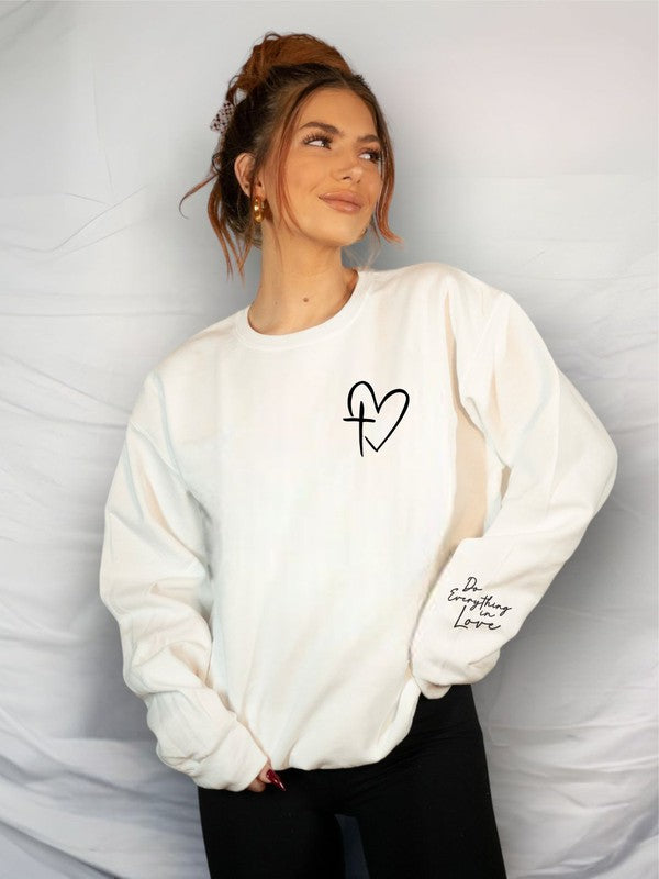 Heart/Cross Left Chest BellaCanvas Crew Sweatshirt - ShopModernEmporium