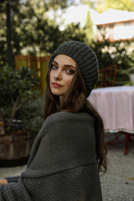 Boucle Rib Knit Beret - ShopModernEmporium