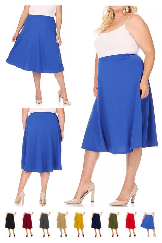 Solid High Waisted, A-Line, Midi Skirt | Modern Boutique Fashion