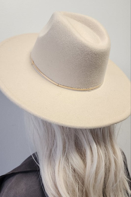 GOLD ACCENT CHAIN DETAIL WIDE BRIM PANAMA HAT - ShopModernEmporium