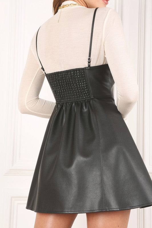 Vegan leather bustier mini dress - ShopModernEmporium