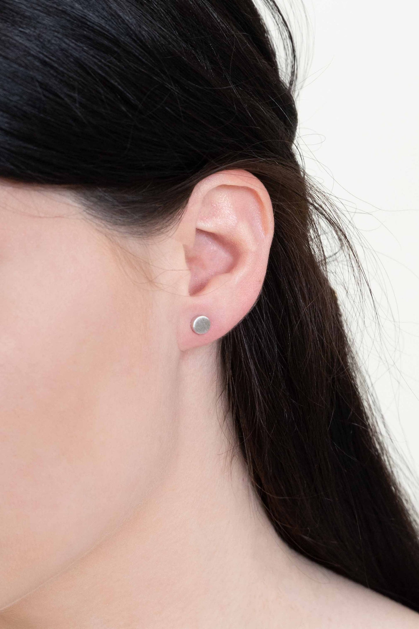 Brushed Circle Stud Earrings