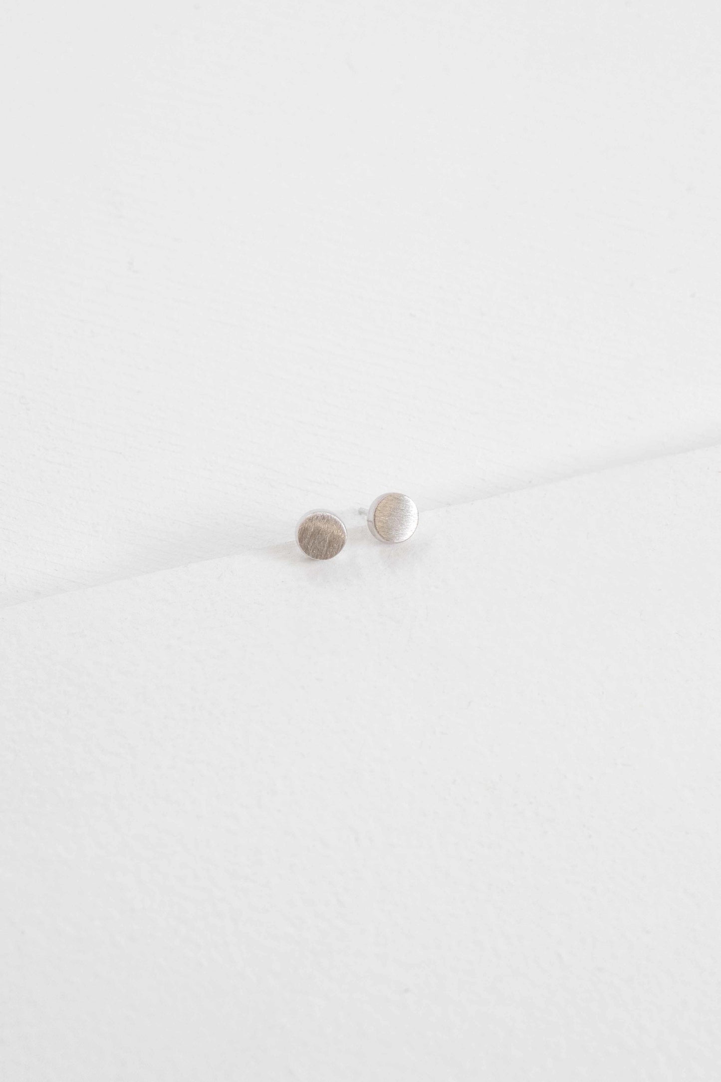 Brushed Circle Stud Earrings