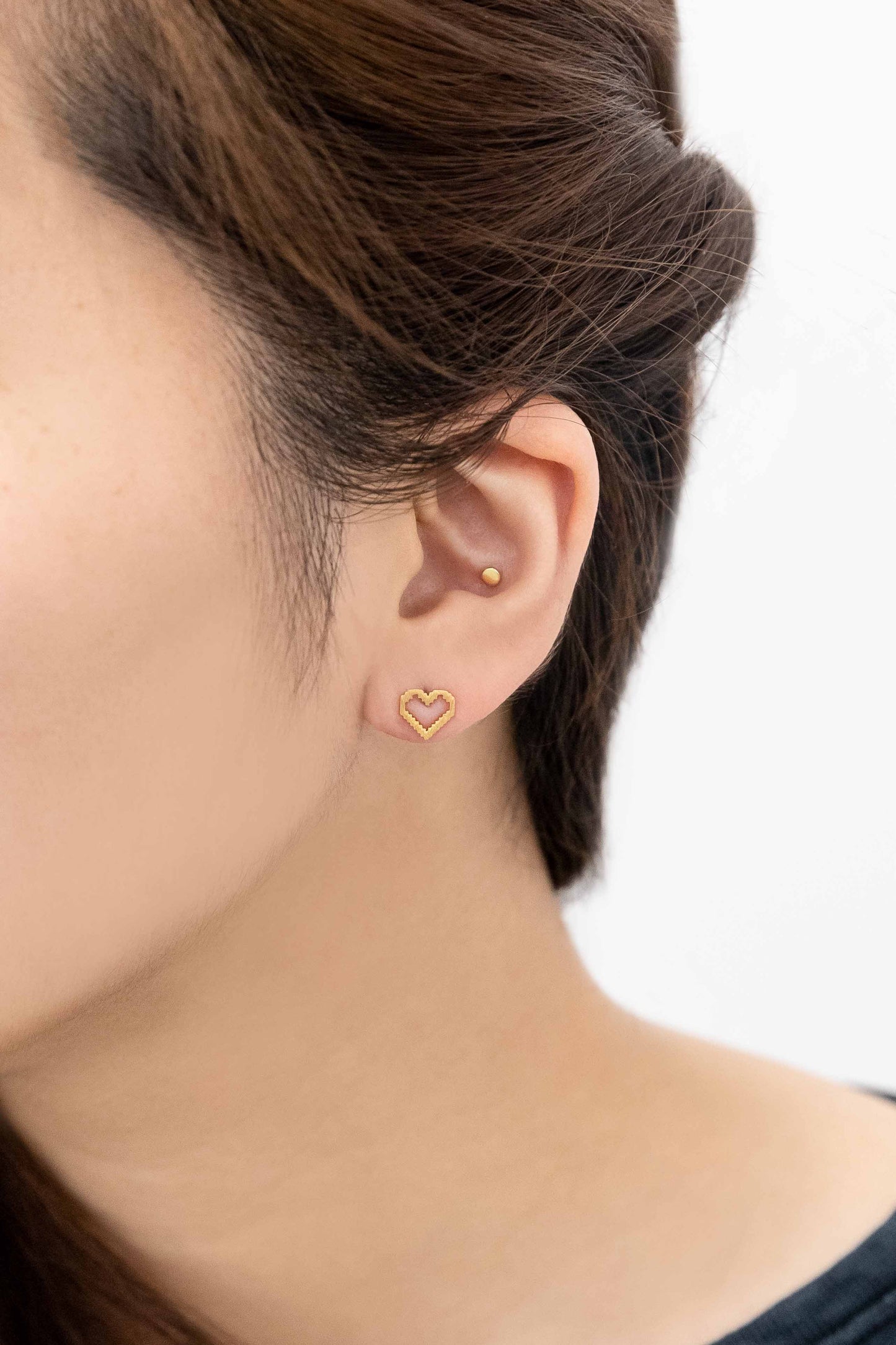 8-Bit Heart Earrings (14K)