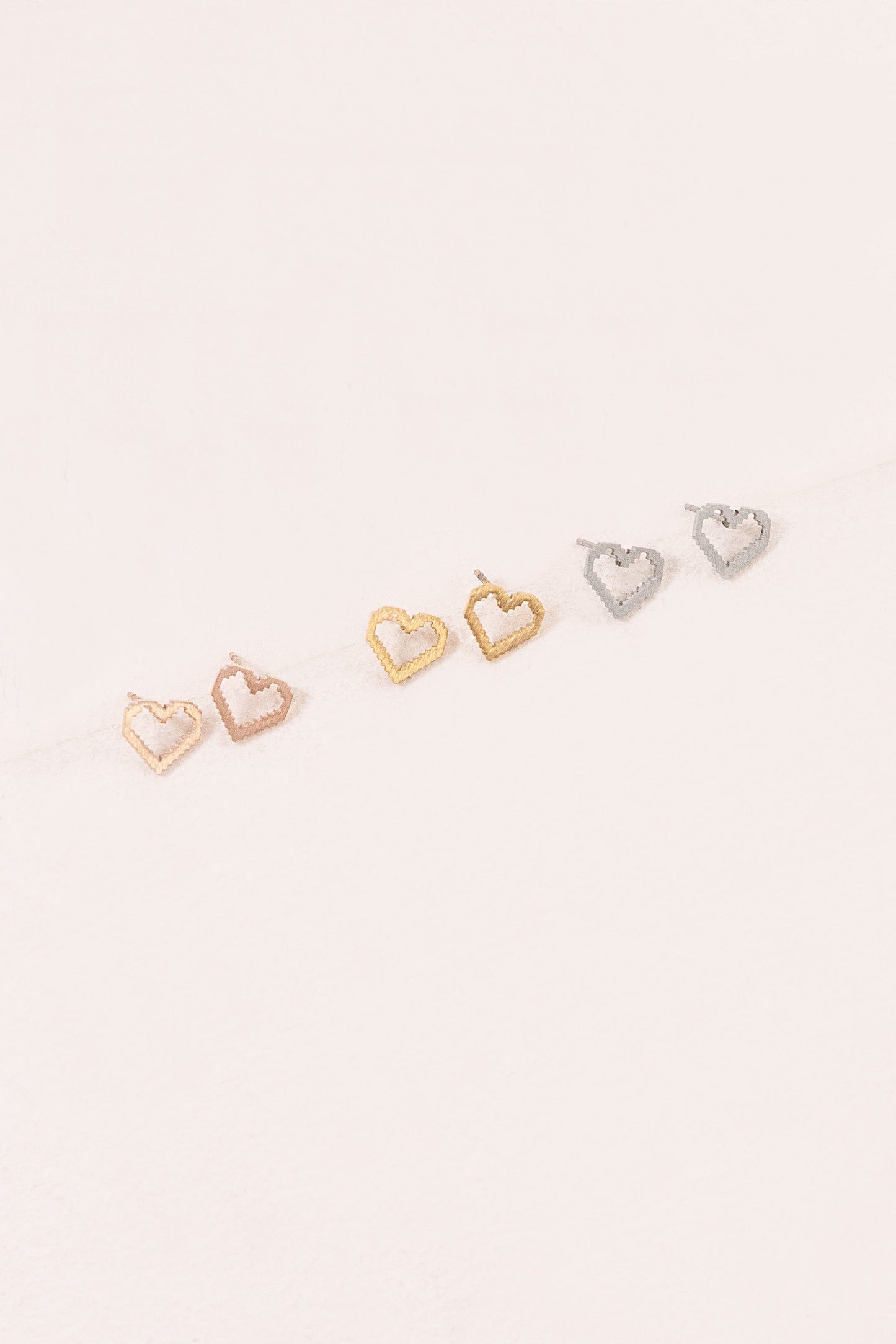 8-Bit Heart Earrings (14K)