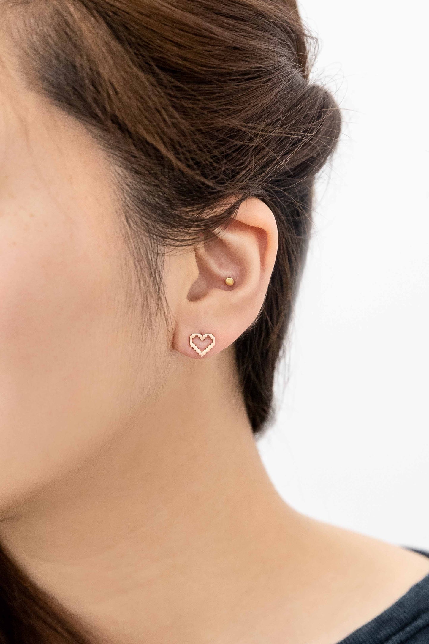 8-Bit Heart Earrings (14K)