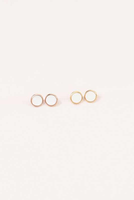 10mm Palette Earrings | White (14K)