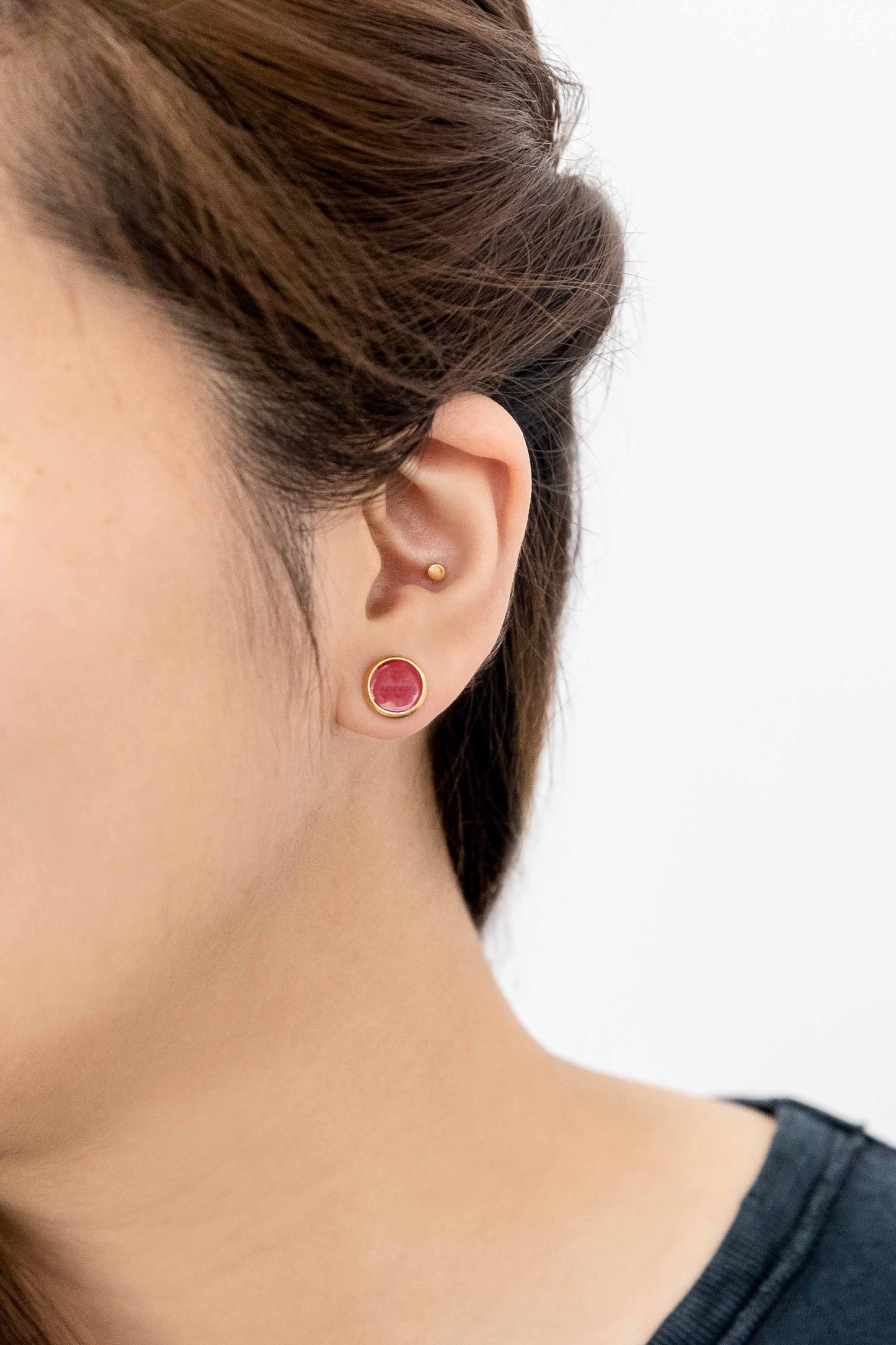 10mm Palette Earrings | Red (14K)