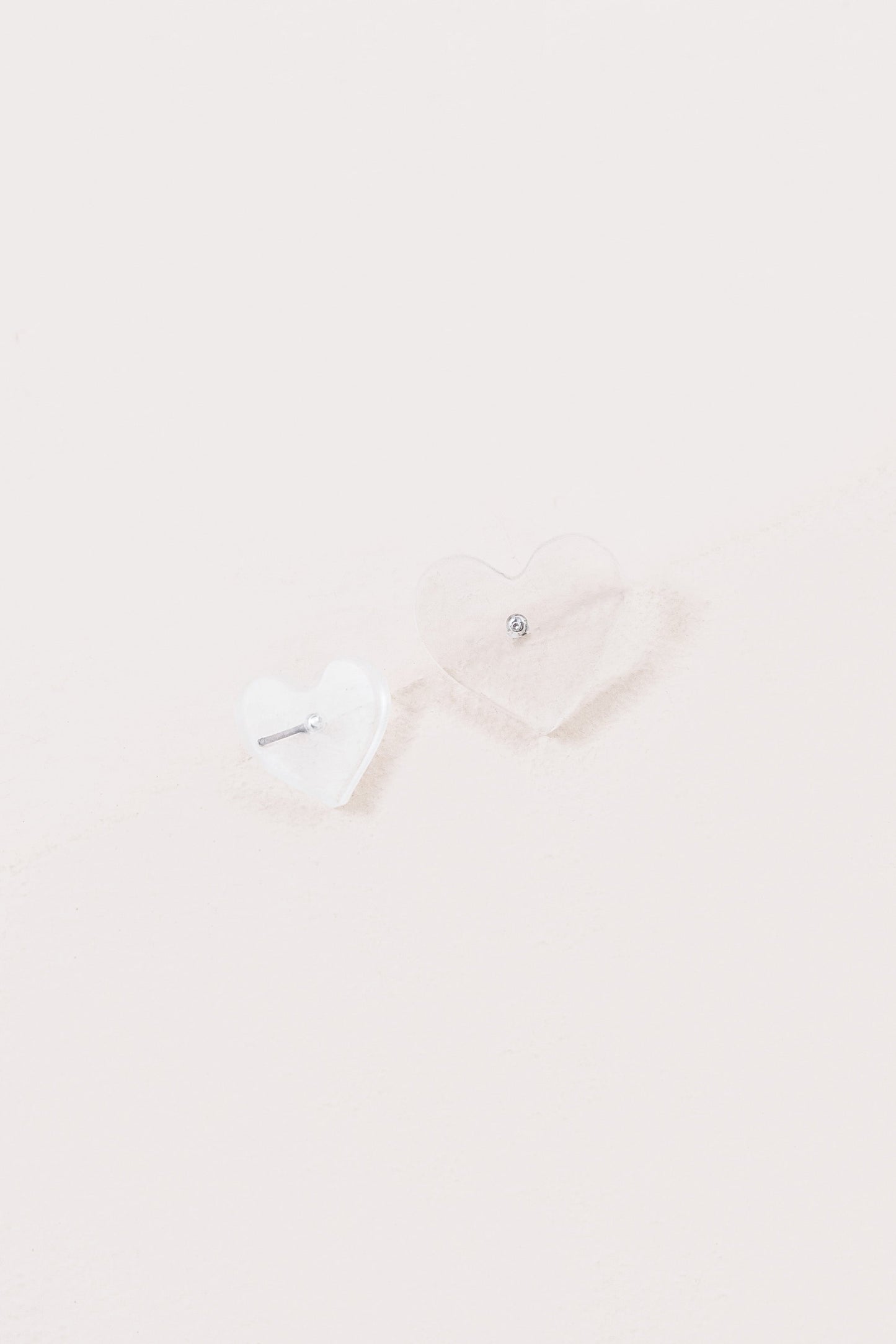 Button Heart Stud Earrings | Clear