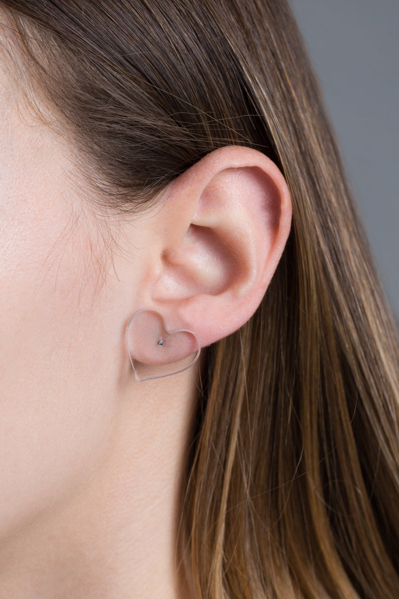 Button Heart Stud Earrings | Clear