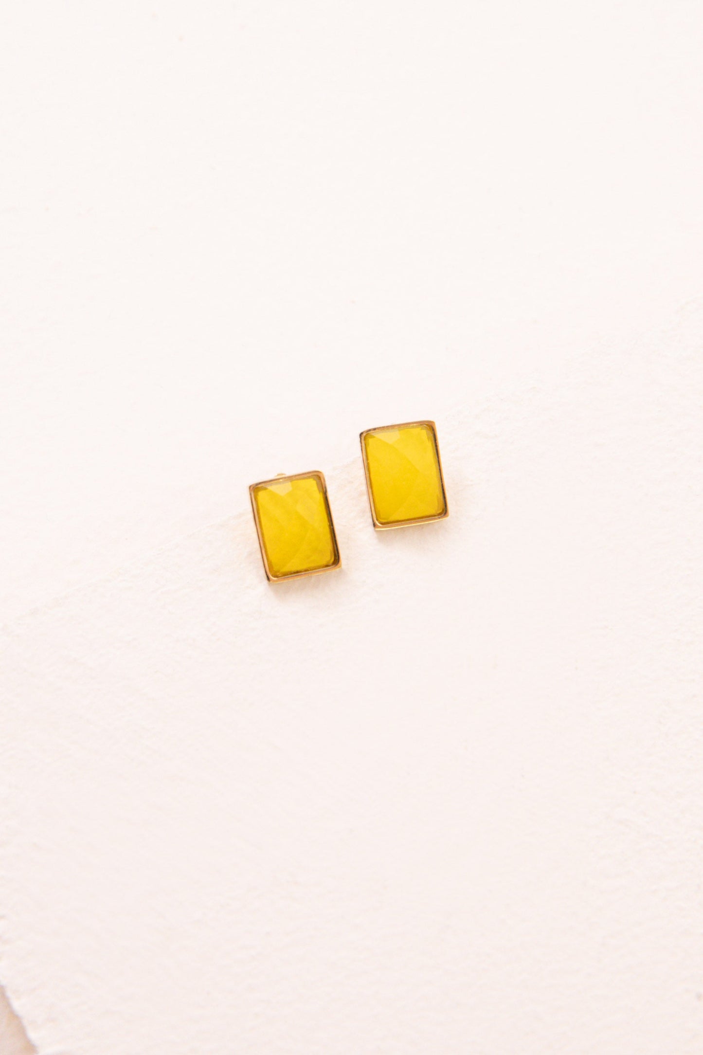 Hugo Rectangle Stone Earrings | Yellow