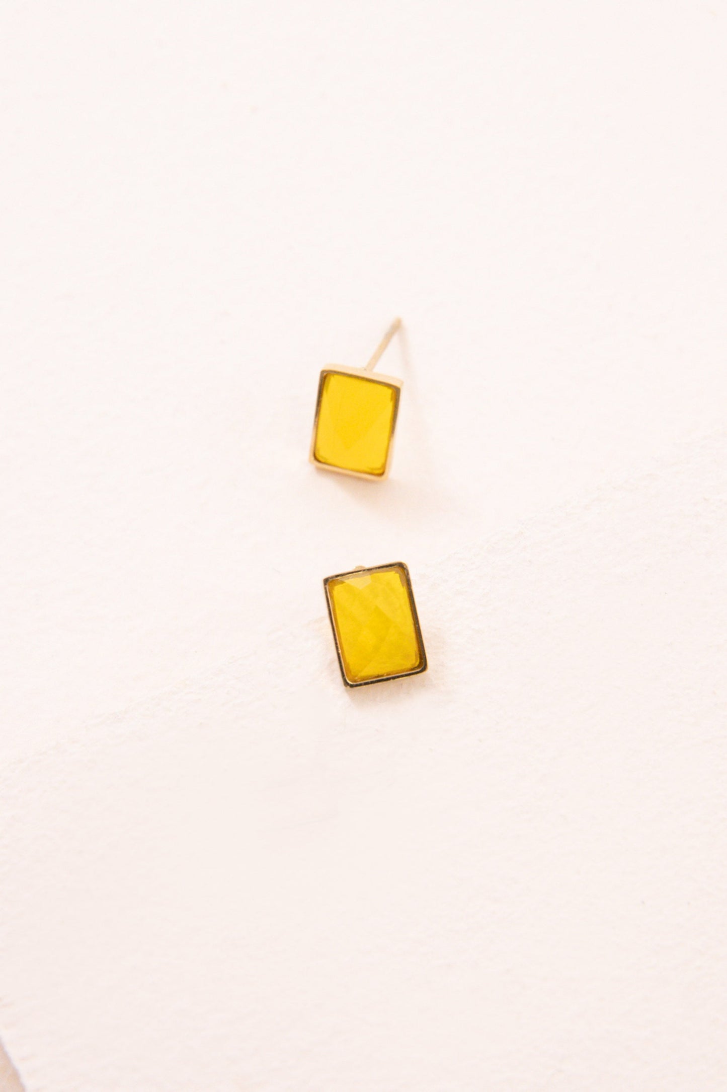 Hugo Rectangle Stone Earrings | Yellow