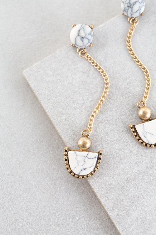 Emery Dangle Earrings | White Marble
