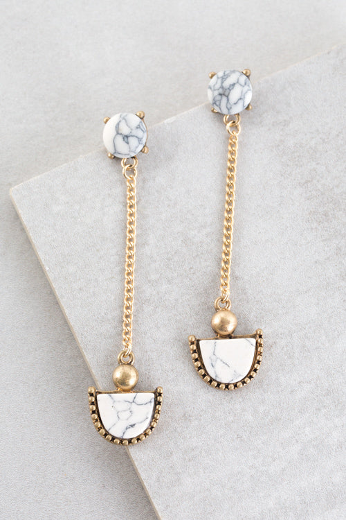 Emery Dangle Earrings | White Marble
