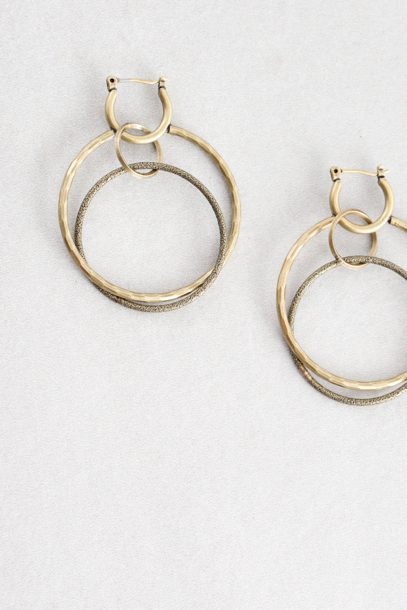 Wild Heart Rustic Hoop Earrings | Gold