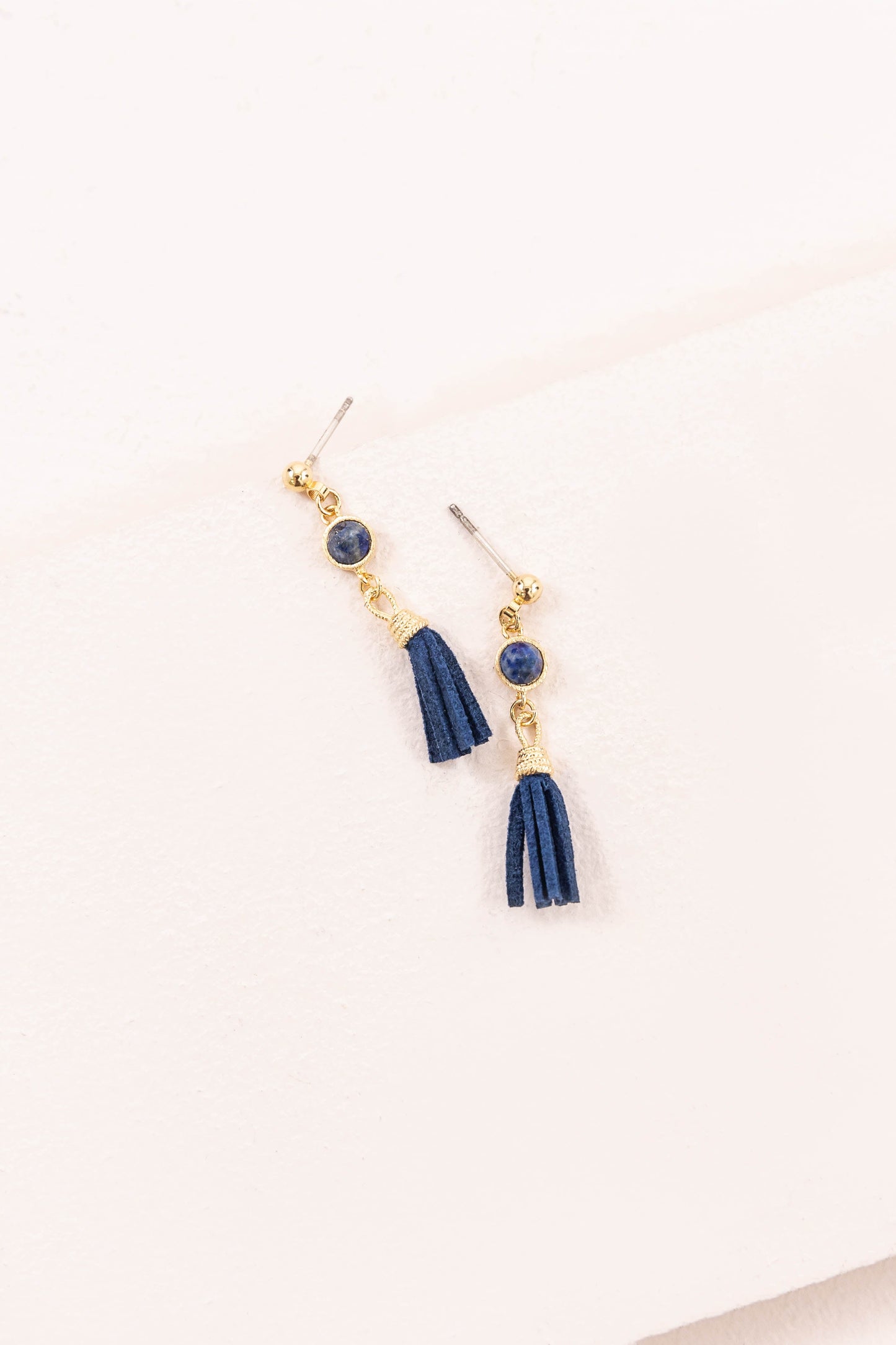 Round Stone Tassel Earrings
