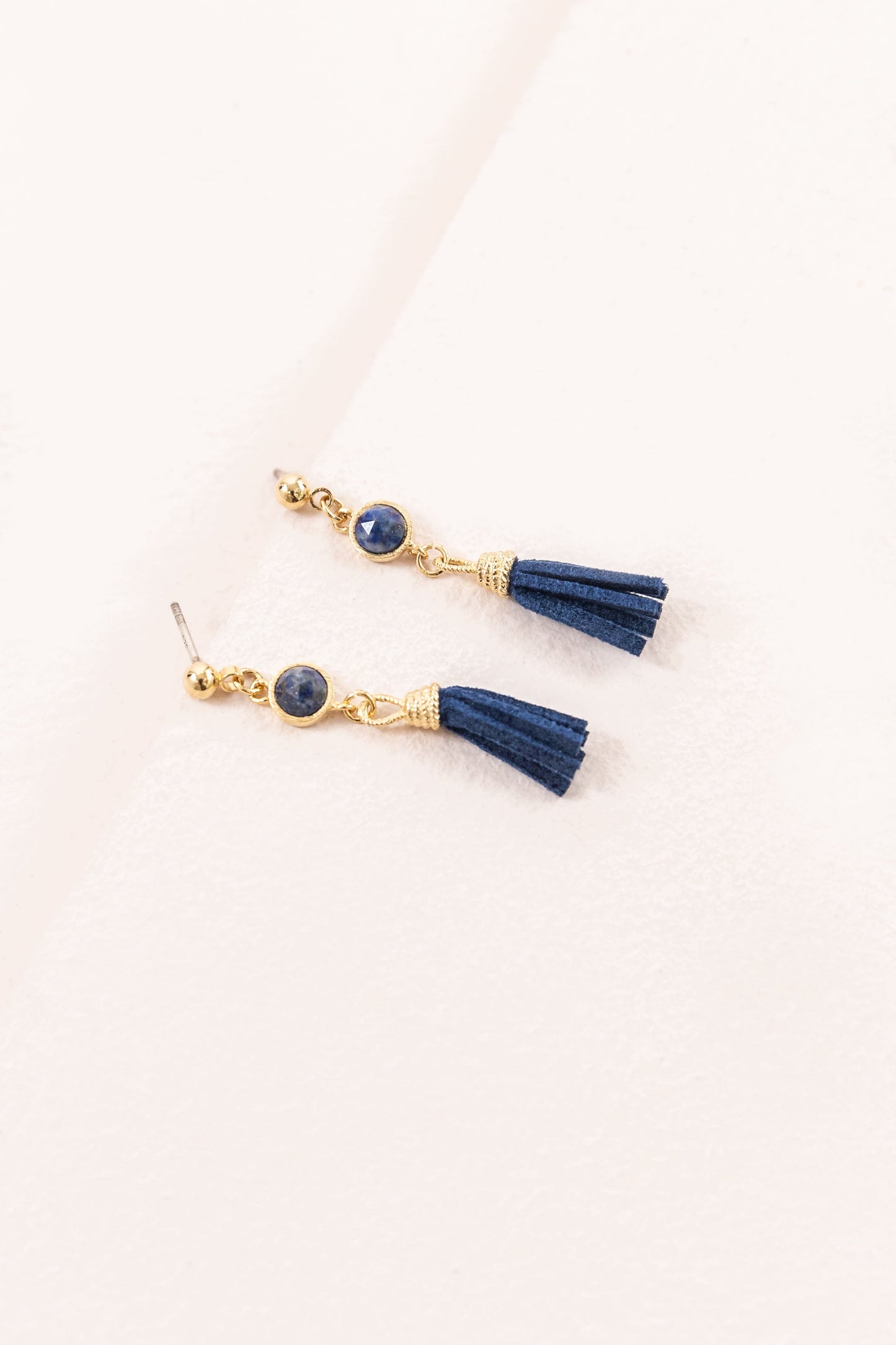 Round Stone Tassel Earrings
