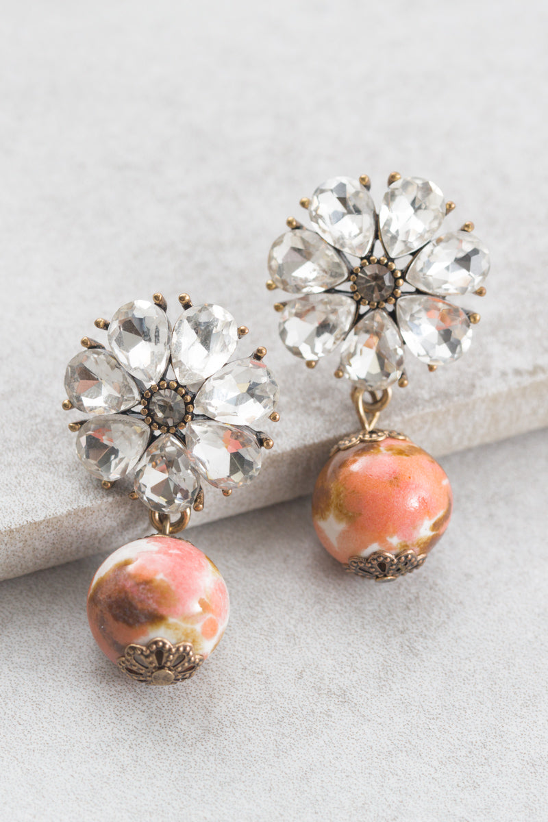 Peach Wood Blossom Drop Earrings