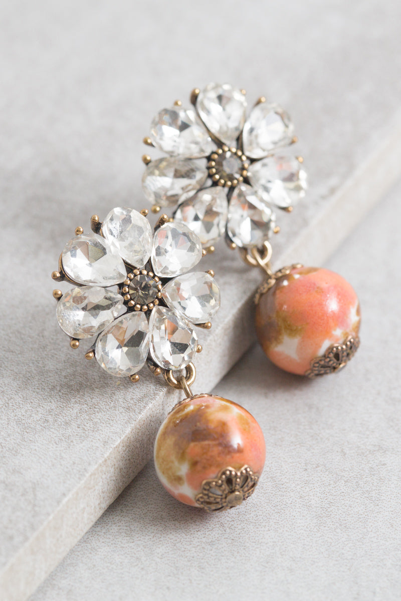 Peach Wood Blossom Drop Earrings