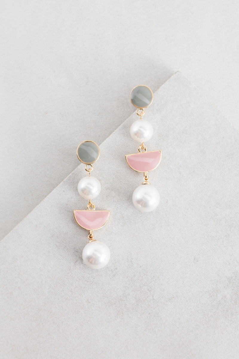 Semi Circle Moments of Pearl Earrings