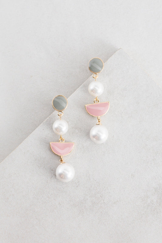 Semi Circle Moments of Pearl Earrings