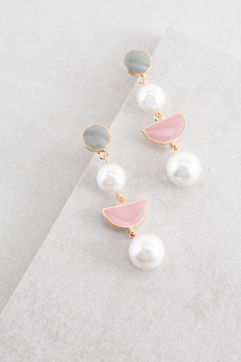 Semi Circle Moments of Pearl Earrings