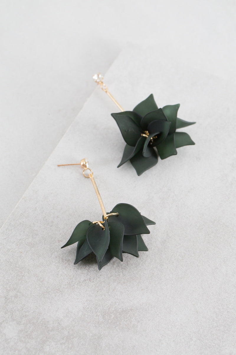 Lily of the Incas Drop Earrings | Dark Green