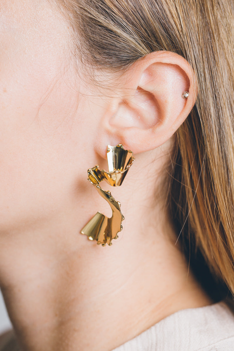 Gilded Pencil Shaving Post Earrings